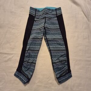 Lululemon 4 Stop At Nothing Crop Leggings Space Dye Twist Naval Blue Peacock